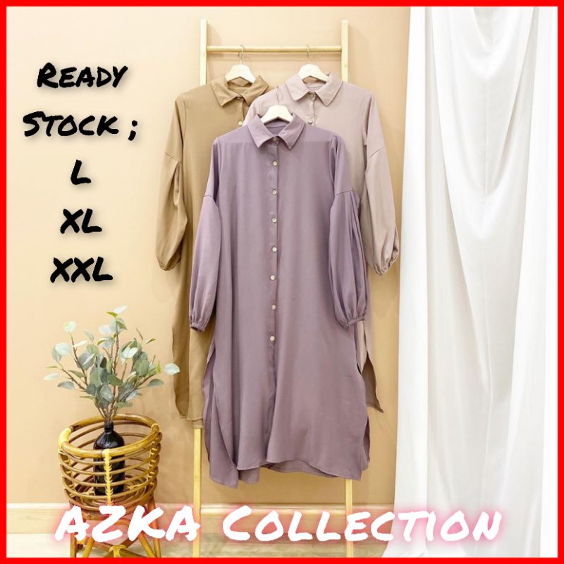 Tunik Kemeja Jumbo Wanita Lengan Balon Terbaru 2022 Kekinian Polos Panjang Putih Size L XL XXL Bahan