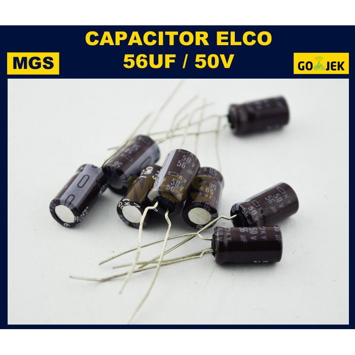 10Pcs Kapasitor Elco 56uf 50v Capacitor Elco 56uf 50v