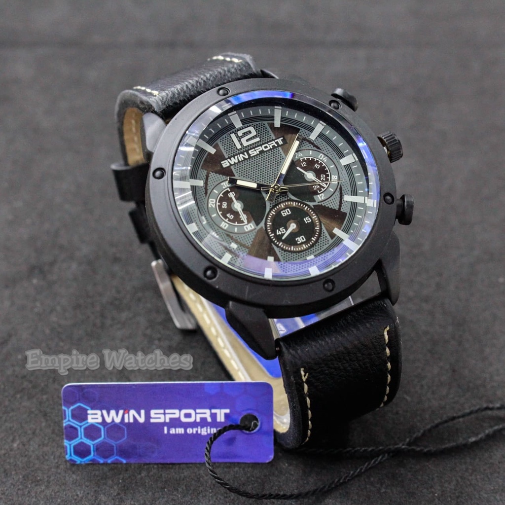 Jam Tangan Awin Bwin Sport B506 Pria Cowok Analog Strap Leather Kualitas Original, Untuk Motif Gamba