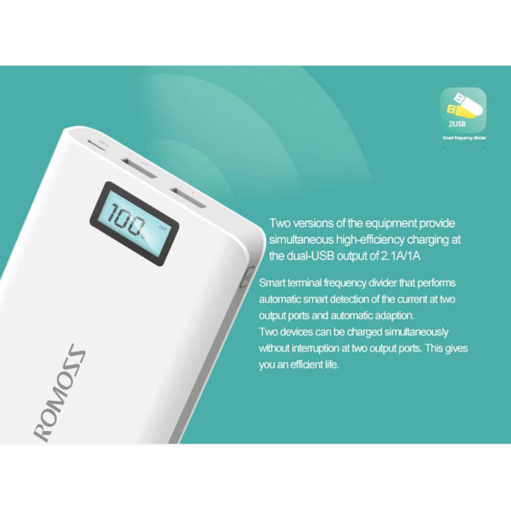 Romoss Sense 6 Plus Power Bank LCD 2 Port 20000mAh (ORIGINAL)