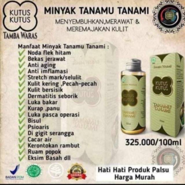Minyak Tanamu Tanami Herbal Organic 100ml - Healing Oil