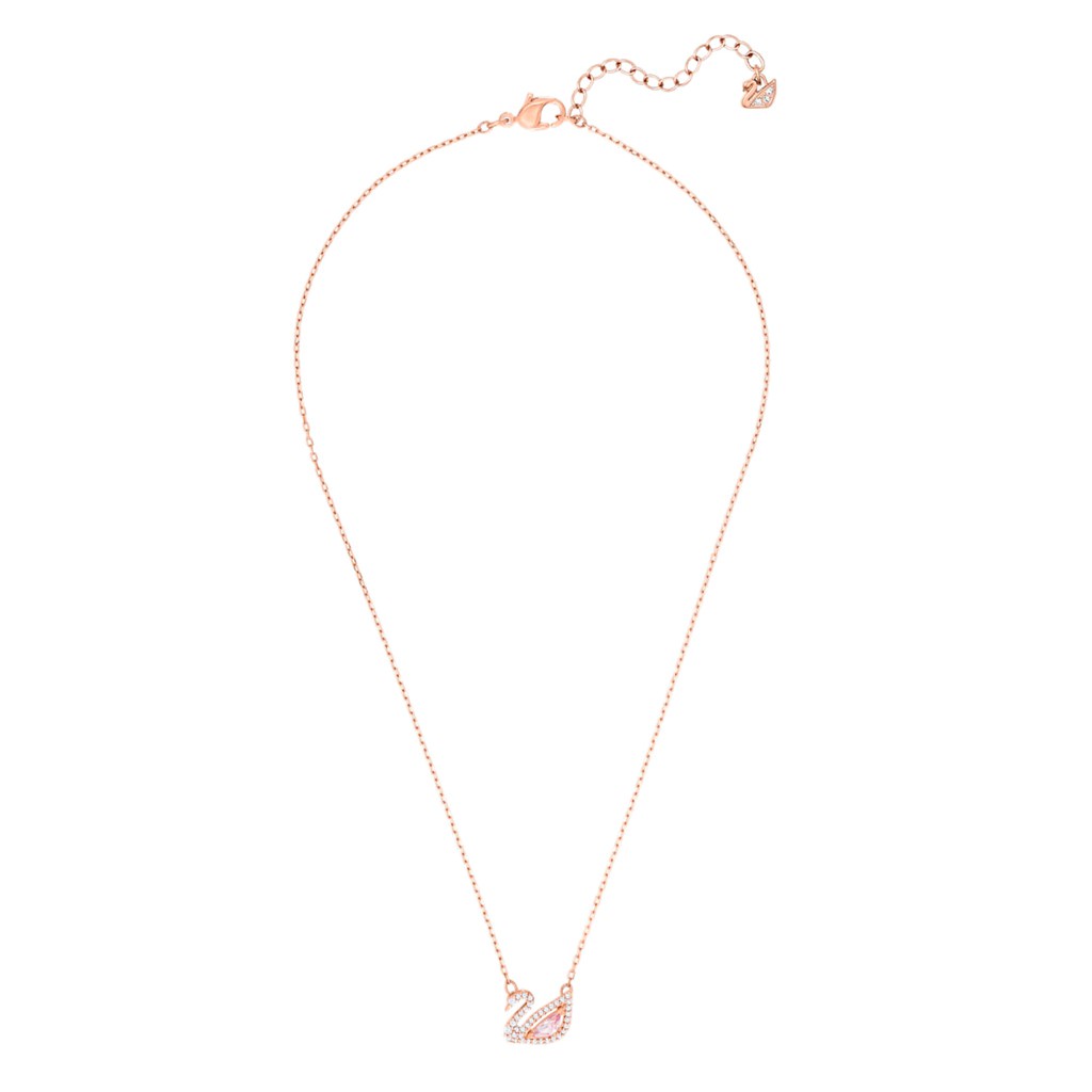 Kalung Swan Rantai Korea Liontin Angsa Warna Pink Berlian untuk Wanita Aksesoris Rose Gold Necklace True Beauty Import Mixed Metal