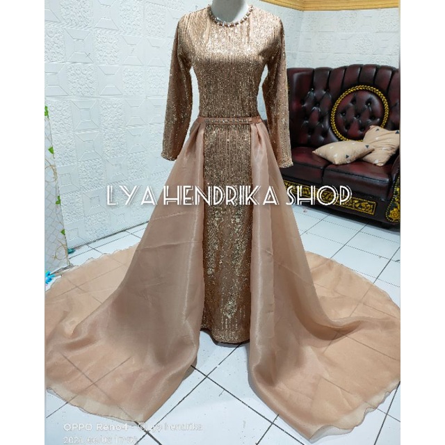 Gaun pengantin muslimah candy+ekor organza