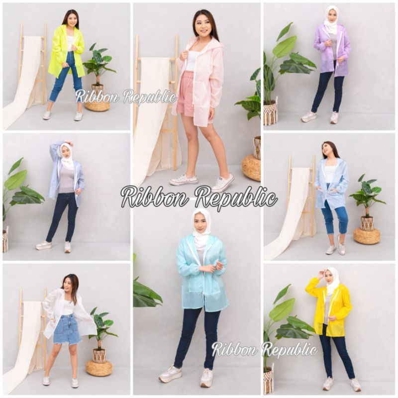 Jaket Parasut Semi Transparan Wanita Model Panjang Long Coat Anti UV Matahari Casual Sport Olahraga