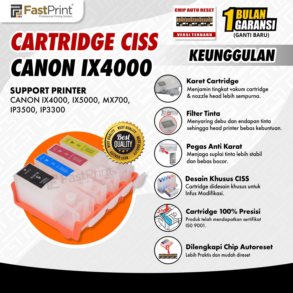 Cartridge Ciss Printer Canon IX4000 IX5000 MX700 IP3500 IP3300
