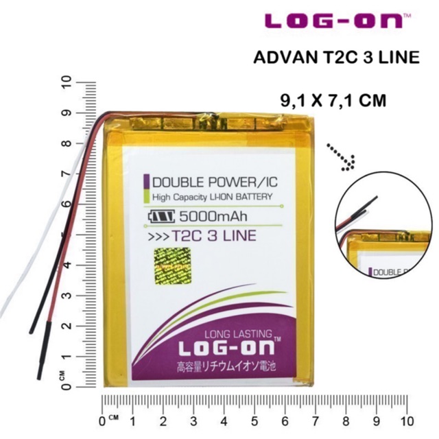 BATERAI LOGON ADVAN T2C 3 LINE KABEL DOUBLE POWER DOUBLE IC