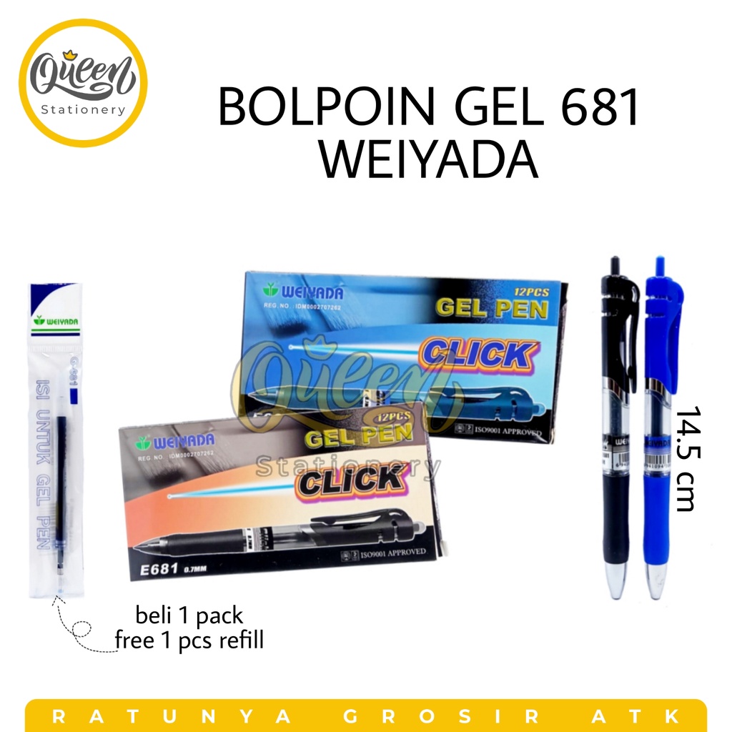 

1 PCS BALLPOINT GEL 681 WEIYADA / PULPEN / BOLPEN 0.7