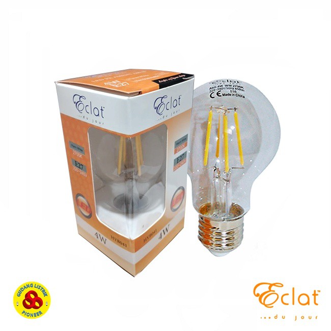 Eclat Lampu LED Filament Classic 4W Kuning 4 Watt 2700K WW Clear