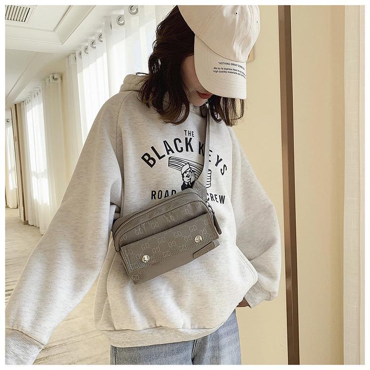 BJ15888 - BLACK/GRAY - TAS SLEMPANG PINGGANG WAISTBAG SLINGBAG TAS WANITA FASHION IMPORT MODIS ELEGAN TERMURAH TERLARIS TERBARU BAGSTORE JAKARTA TAS BATAM LT1876 ELJ5888 CR7536