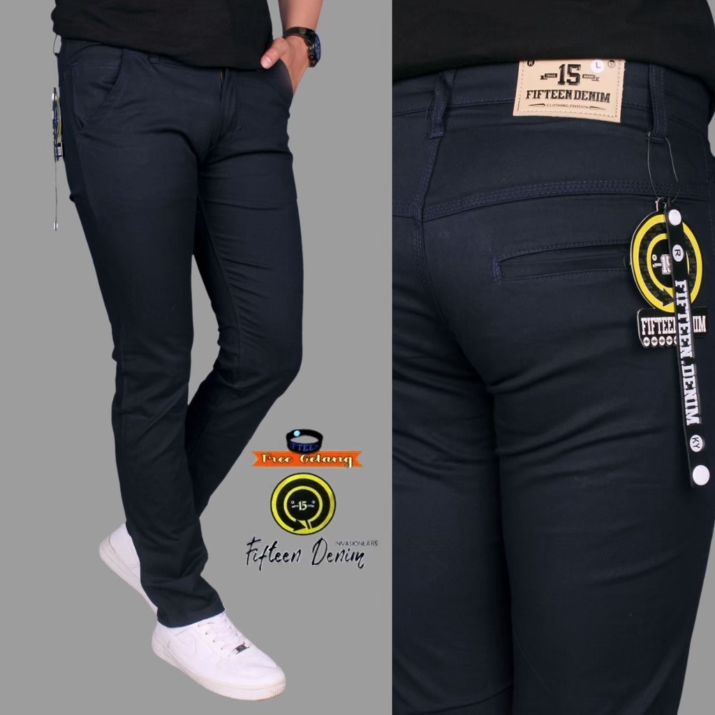 Celana Chino Panjang Pria Slim Fit Original Fifteen Denim