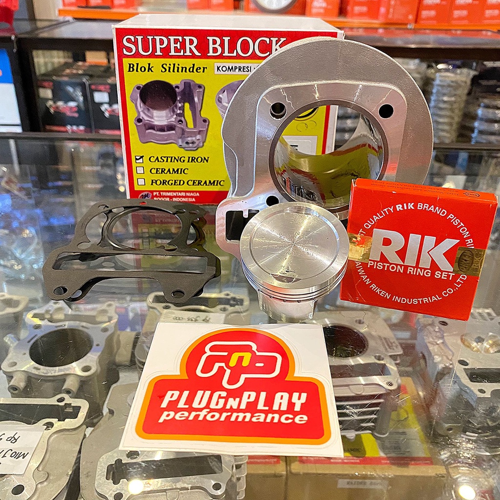 PAKET BORE UP BRT BLOK PISTON SET CASTING BEAT KARBU/SCOOPY KARBU 54.5MM