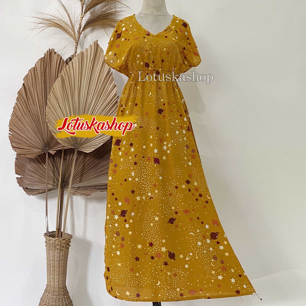 Dress Manohara Bali Panjang Mawar-Stralight Mustard