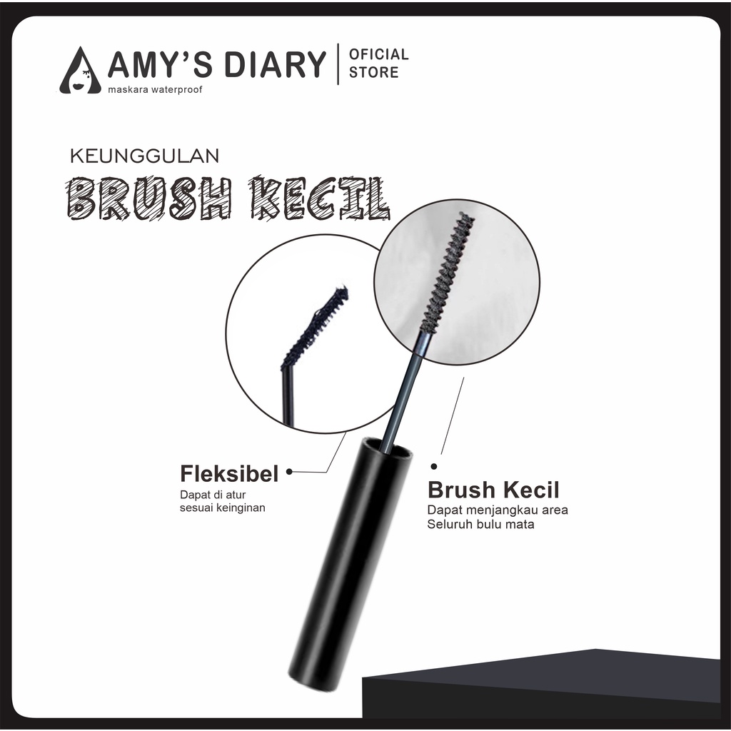 maskara Amy's Diary hitam 3D maskara waterproof pelentik bulu mata anti air Terbaik