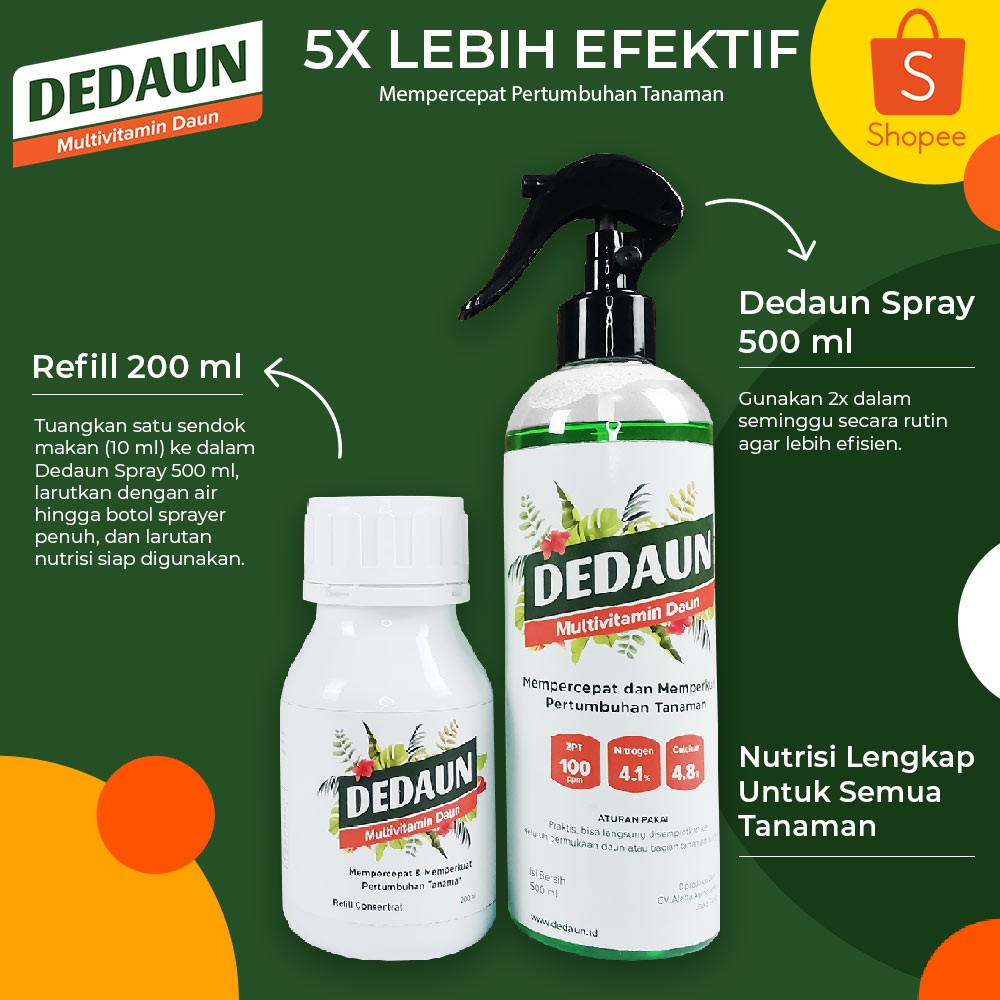 Multivitamin Tanaman, DEDAUN PUPUK CAIR TANAMAN HIAS - PUPUK CAIR SPRAY 500ML ORIGINAL