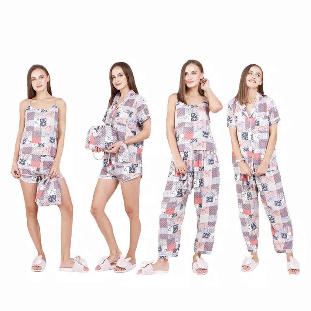 SET PIYAMA SATEN PREMIUM 7IN1 & RAYON 7IN1 READY STOK Kyoro Beauty 7 in 1 - celline-RUKA SALEM