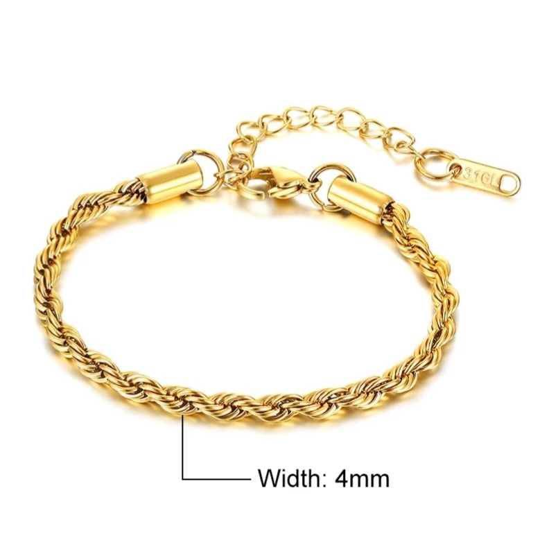 Gelang Tangan Model Tambang Untuk Wanita dan Pria Tarsedia Warna Gold