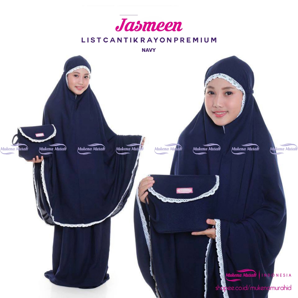 MUKENA MURAH ID MUKENA ANAK TANGGUNG USIA 12 TAHUN RAYON PREMIUM JASMEEN NEW MODEL WARNA NAVY