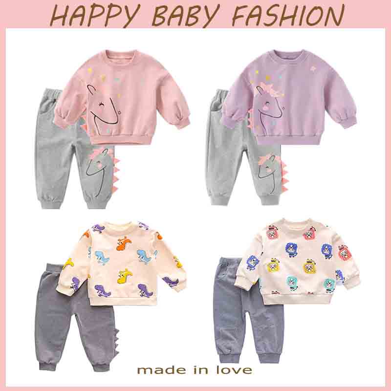 【Happy Baby】0-4 Tahun Setelan Anak Perempuan Baju Setelan Sweater Pony  WY01