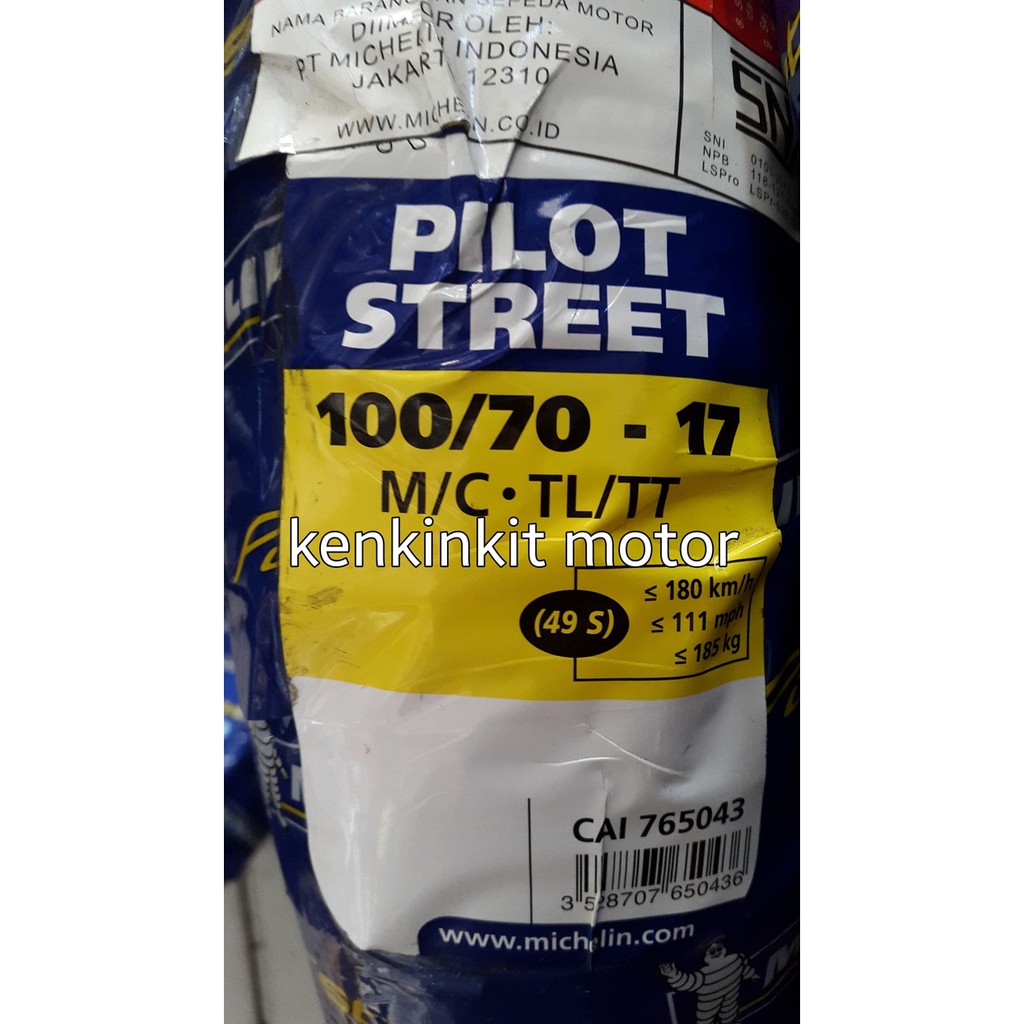 (Ready Stok) BAN MICHELIN 100/80-17 PILOT STREET - TUBELESS - Impor Made In Thailand - DOT 2022