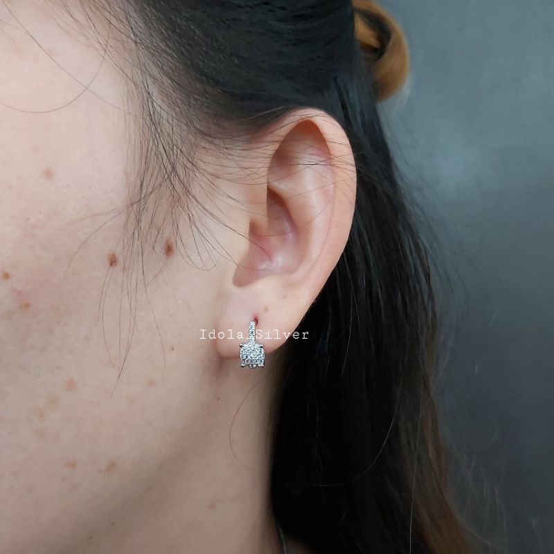 ANTING PERAK ASLI SILVER 925 LAPIS EMAS MODEL JEPIT BULAT KECIL - PERHIASAN PERAK WANITA