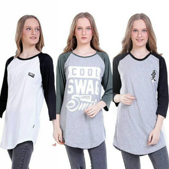 Kaos Distro Wanita / T-shirt Lengan Panjang Two Tone original HRCN - Back to japan/Swag/Sakura