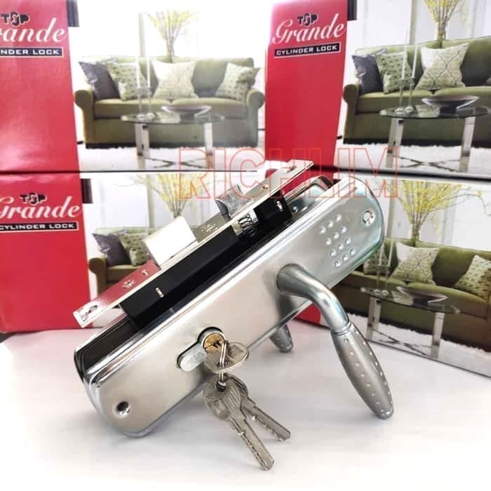 KUNCI PINTU HANDLE KUNCI GAGANG PEGANGAN BODY PINTU  TOP GRANDE TX 1906 SC SILVER ELEGAN BERKUALITAS/KUNCI PINTU TOP GRANDE MEDIUM KOMPLIT SET/HANDLE GAGANG PEGANGAN PINTU