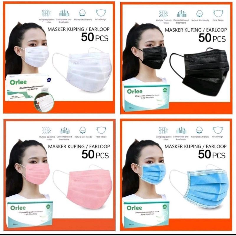 [ ORLEE ] MASKER EARLOOP ORLEE  3 PLY ISI 50 PCS