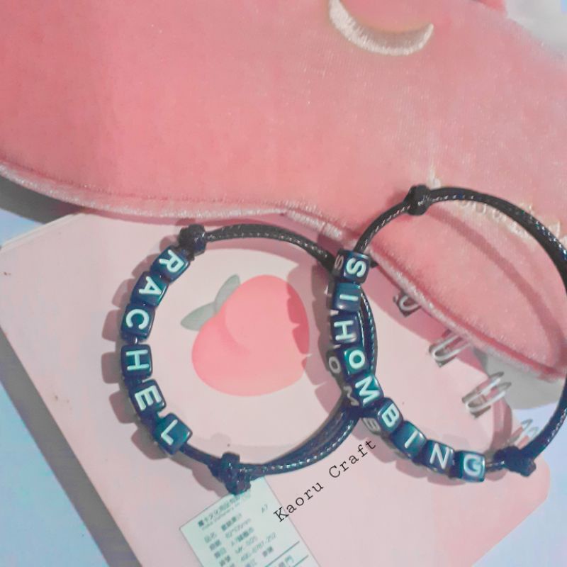 Gelang Couple Persahabatan (2pcs) Inisial / Nama Tali Pursik, Tali Korea