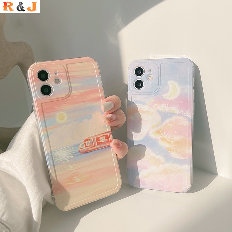 Soft Case Silikon Motif Lukisan Matahari Terbenam Untuk Oppo A16 A15 A54 A3S A5S F9 A52 A72 A92 A53 A31 A9 A5 2020 Reno 6 Reno 5 Reno 2f Realme 8 5g