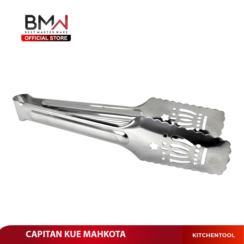 EXTRA TEBAL BMW Kitchen Ware - Capitan Gorengan/Jepitan Makanan Kue Roti Motif Mahkota Stainless Steel MOTIP