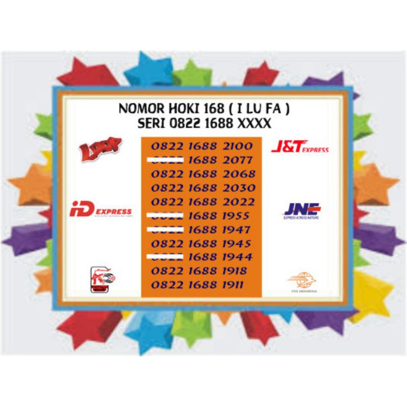 NOMOR HOKI 168 (I LU FA) SERI 0822 1688 XXXX