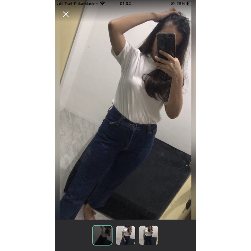 (Nett) Preloved Benefit Boyfriend Jeans Biru Tua / Dark Blue Boyfriend Denim