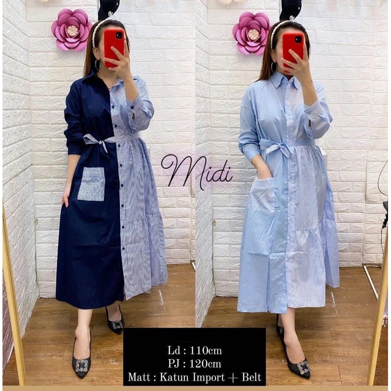 hal long tunik shirt motif kemeja tunik garis kotak stripe