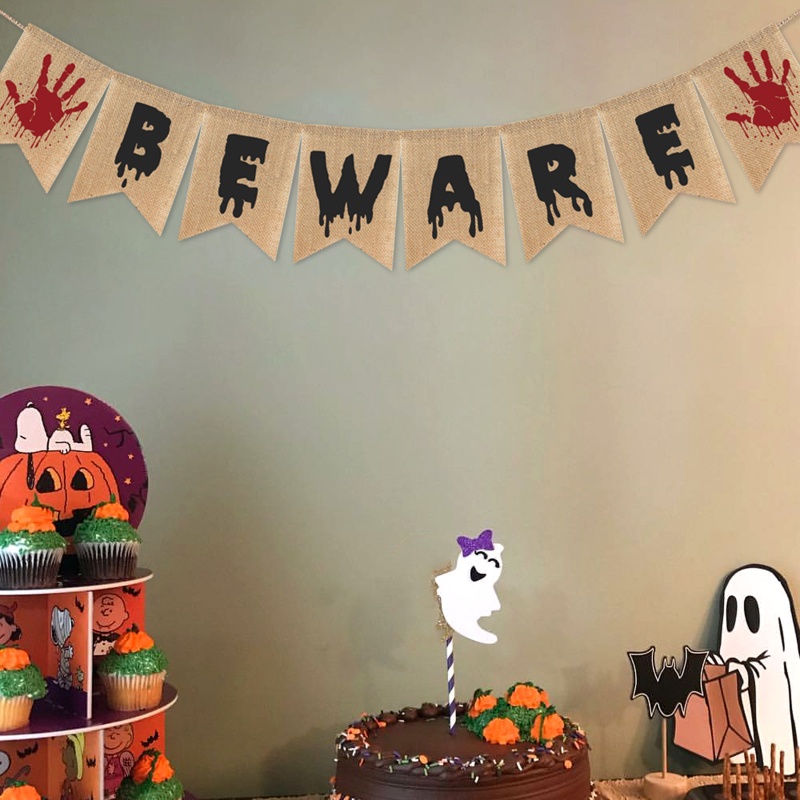 Bendera Dinding Desain Halloween Untuk Dekorasi Pesta Indoor Outdoor