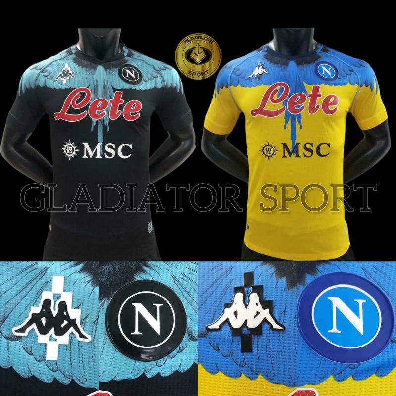Jersey Napoli New Black Yellow Eagle X Burlon 2021-2022 Grade Original