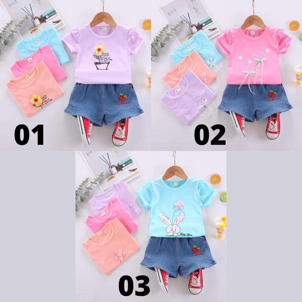 Setelan anak Perempuan Import/Baju Anak 1-4Tahun/Celana Levis