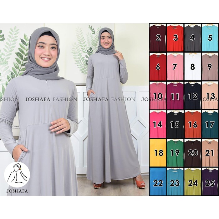 JUMBO GAMIS POLOS MANSET DRESS AVAILABLE 30 WARNA (inframe: abu muda)