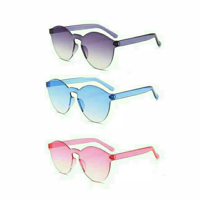 √BAYAR DITEMPAT√ Kacamata Warna  Transpran Simple Tanpa Frameless Sunglasses