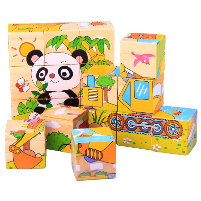 Puzzle Kubus 6in1 / Puzzle Balok 3D / Mainan Kayu Anak