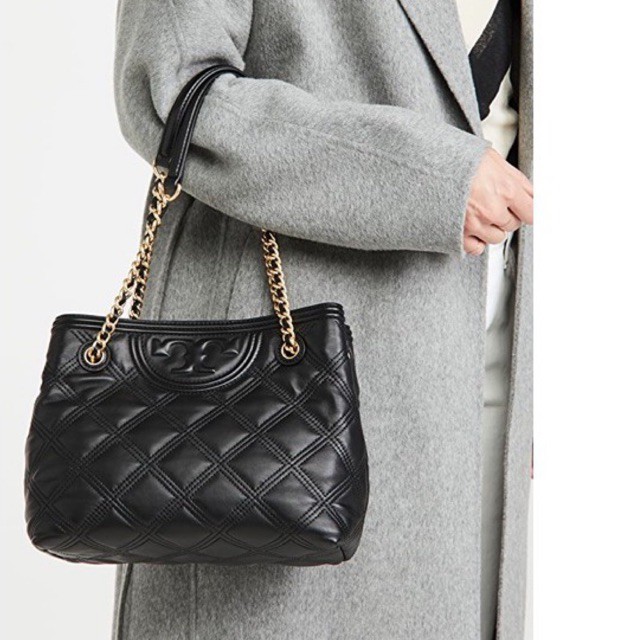 tory burch tb soft fleming small tote black