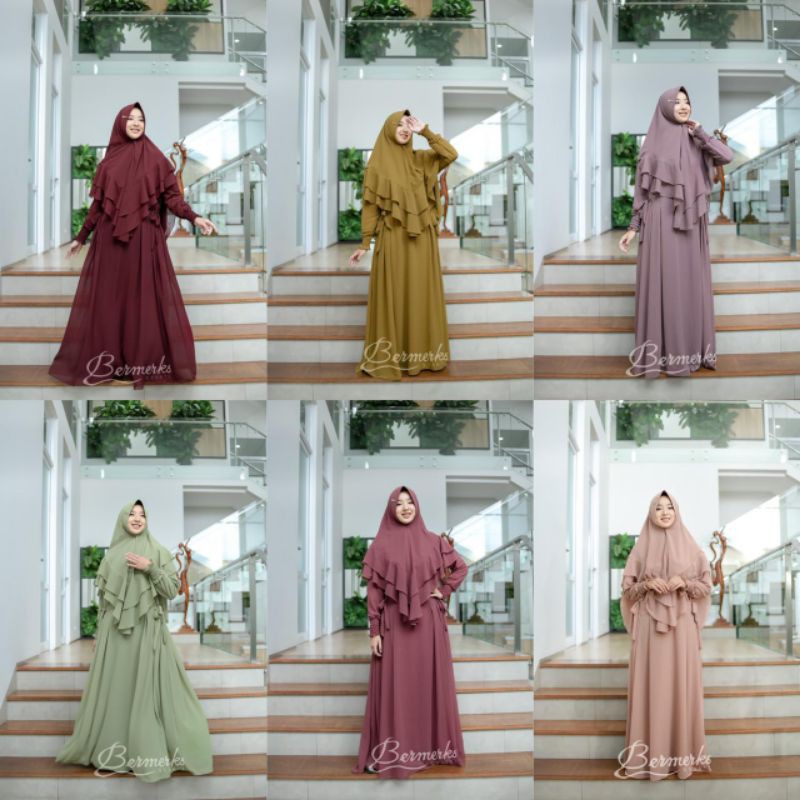 DIANDRA SET SYARI ORI BERMERKS GAMIS SET SYAR'I