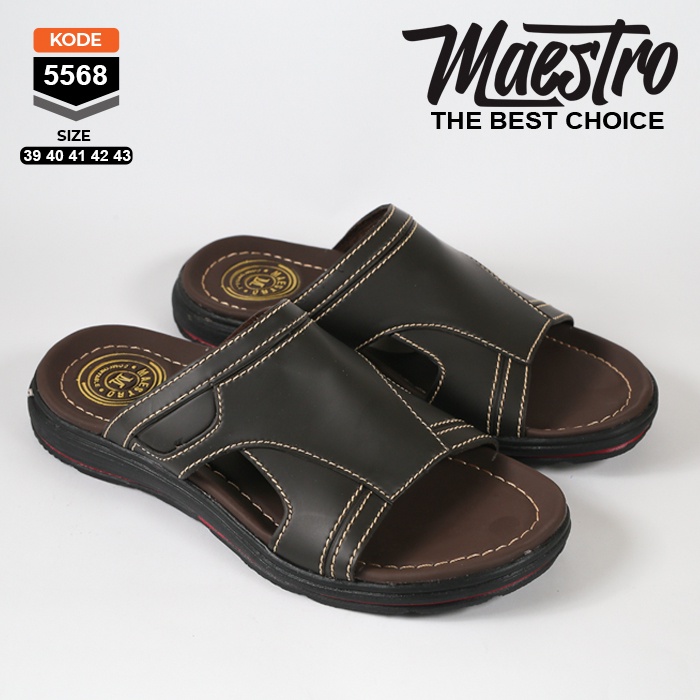 Sendal Selop Ban 2 Kulit Gesper Sandal Slop Slip On Kasual Pria Kulit Premium CL-02