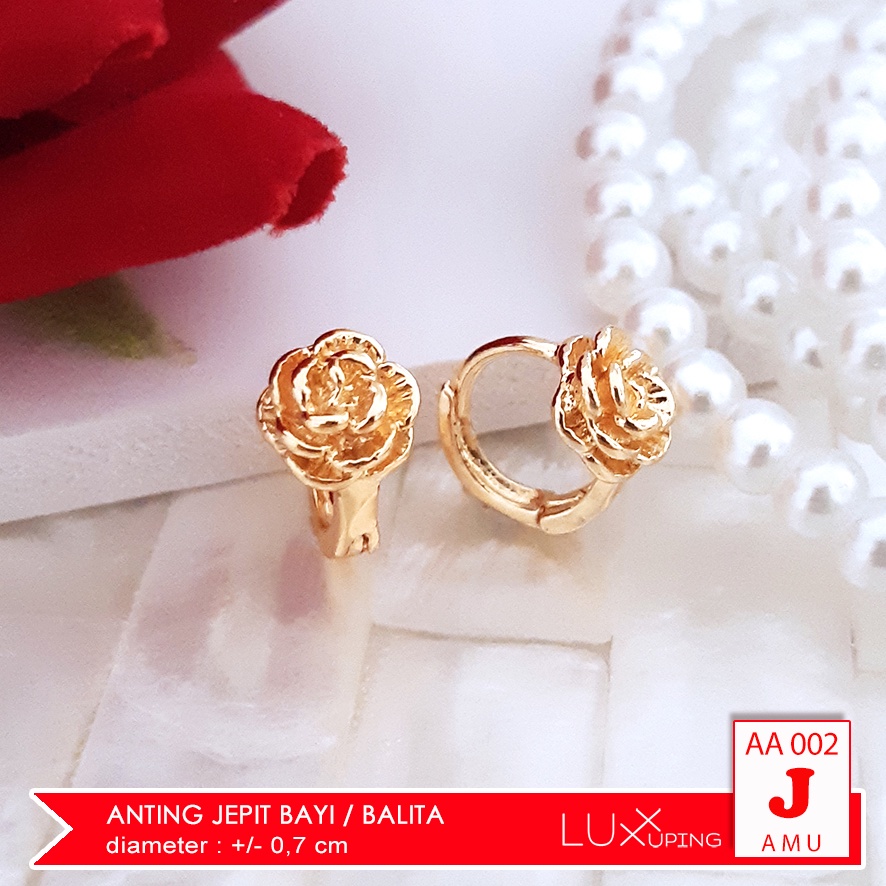 AA 002 Anting Cetik Bayi Murah Anting Balita Diameter Kecil Giwang Bayi Emas Imitasi Anting Jepit Anak Kecil Anting Mas Polos Helix Earrings Luxx Xuping