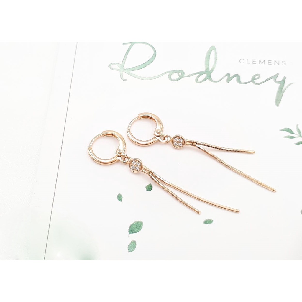 Anting Jurai Xuping Emas Asli Mata Satu Unik & Elegan Perhiasan Xuping Lapis Emas Asli (COD)