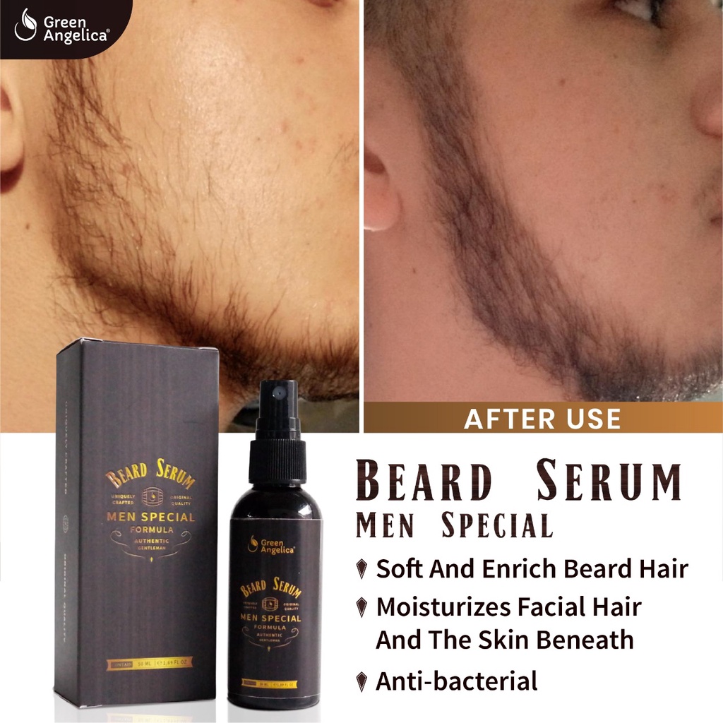 Penumbuh Brewok Paling Ampuh, Serum Penumbuh Alis Mata, Jambang, Kumis Beard Serum Green Angelica