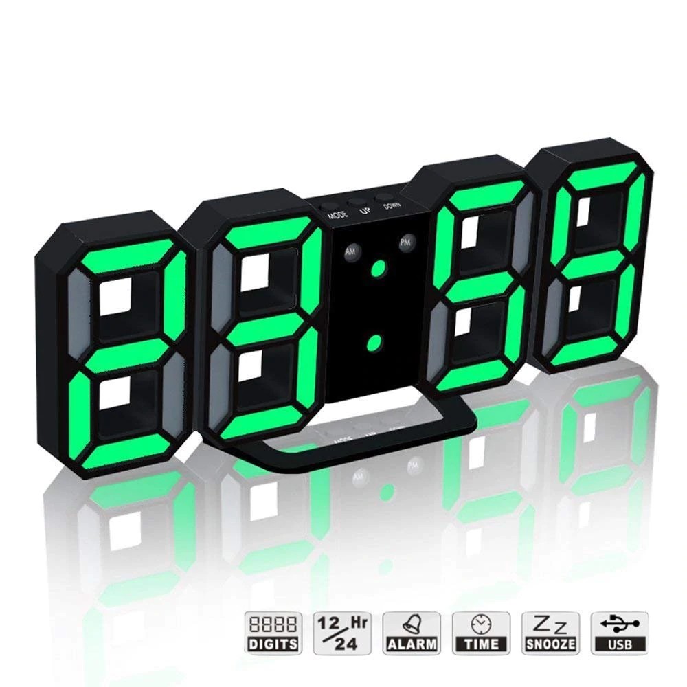 Led Digital 3d Wall Clock 8 Shape Electronic Digit Alarm Clocks Table Desktop Watch For Shopee Indonesia