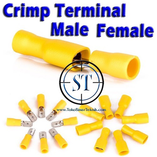 Skun Terminal Gepeng KUNING Kabel Crimp Male Female 1si 1set Male Female Cucuk Kabel Crimp Connector Cable Konektor BA-178C