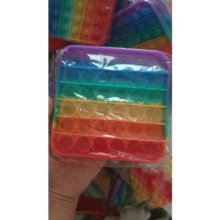 Pop It Fidget Toys Mainan Gelembung // Pop It Rainbow-Kotak Pelangi