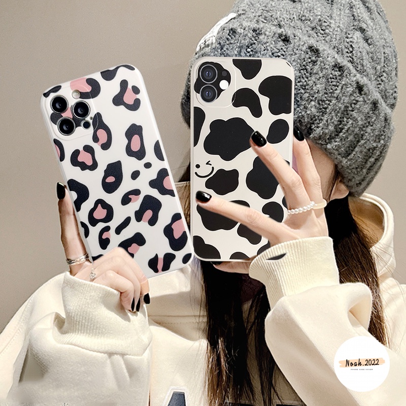 Soft Case TPU Motif Garis Sapi Leopard Untuk Iphone 13 12 11 Pro Max X XR XS Max 6 6s 7 8 Plus SE 2020