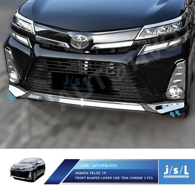 Lis Bumper Bawah Avanza Veloz 2019 Front Bumper Lower Chrome 2PCS